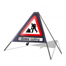 Roadworks Ahead c/w Grass Cutting Roll Up Sign 